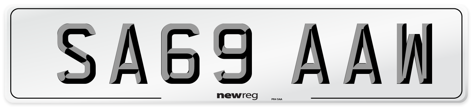 SA69 AAW Number Plate from New Reg